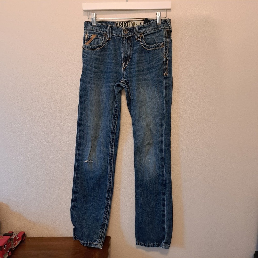 Ariat B5 Slim Boys Jeans Size 14 Medium Wash Straight Leg Western Denim
